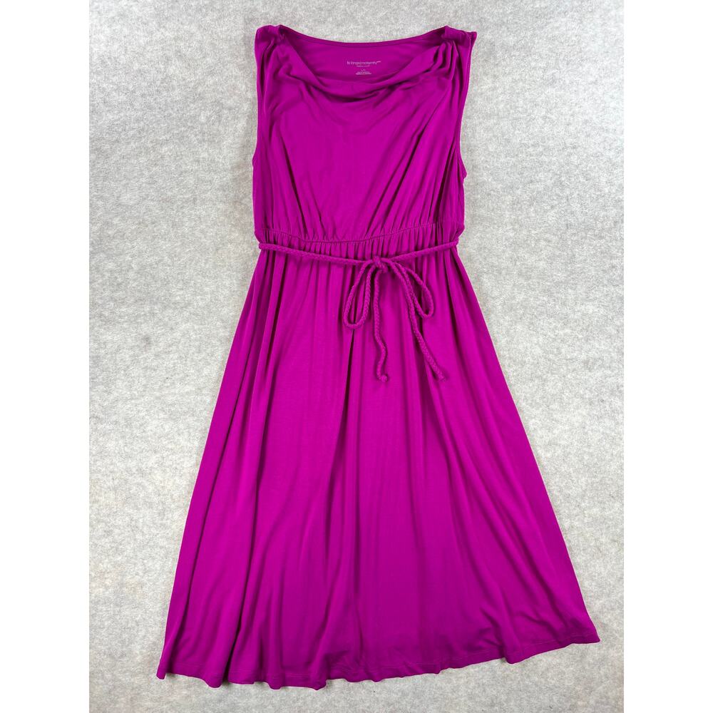 Liz Lange Maternity Drape Neck Dress Tie Waist Magenta Size Large